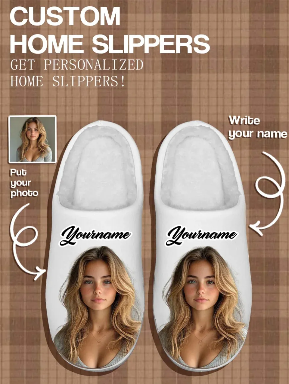 Unique Gift,Personalized Image Home Indoor Slippers, Custom Cozy Slippers, Couples Slippers