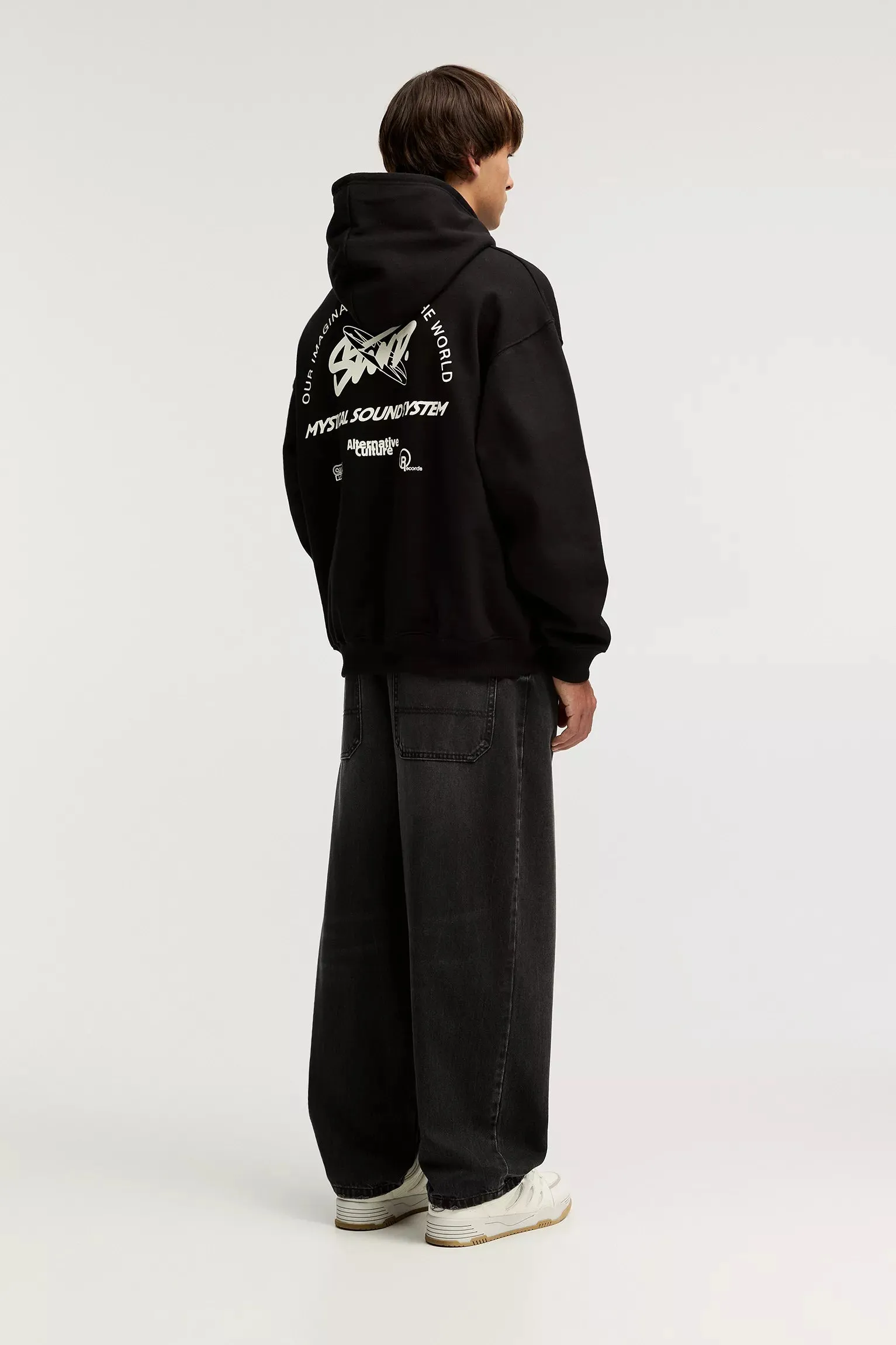 Voluminous Print Oversized Hoodie
