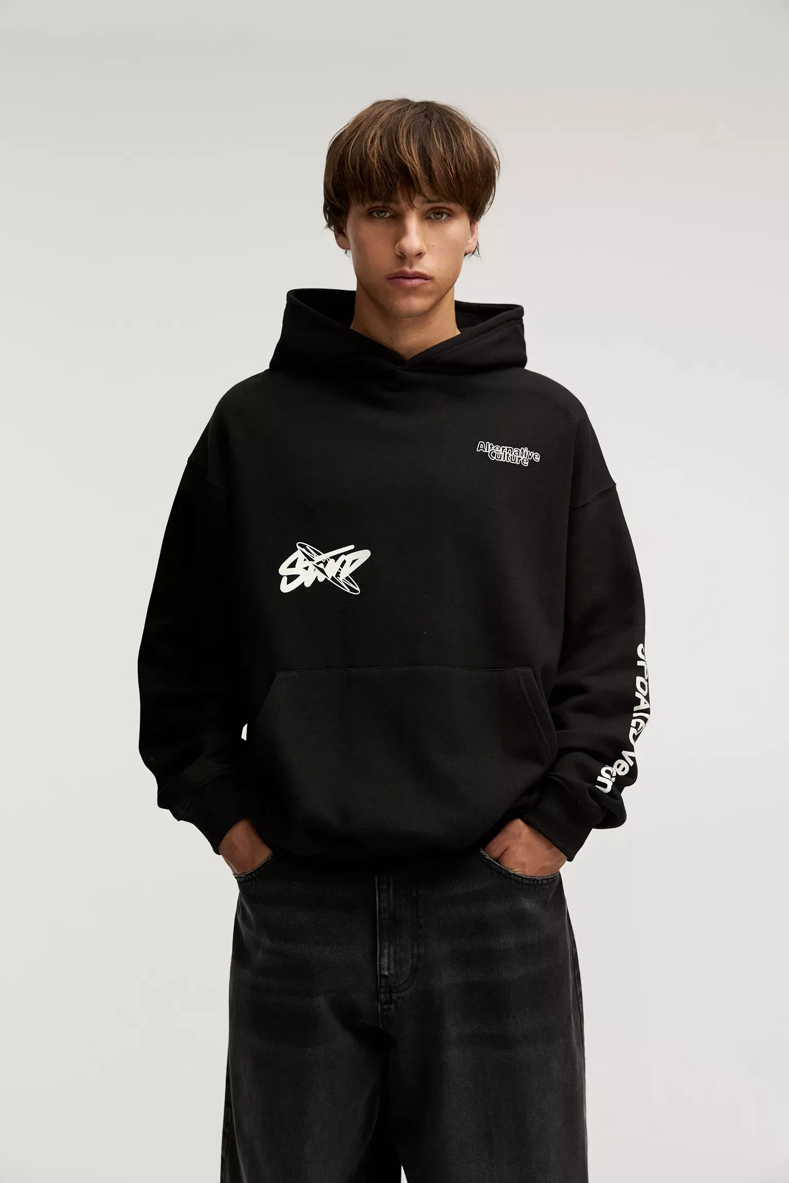 Voluminous Print Oversized Hoodie