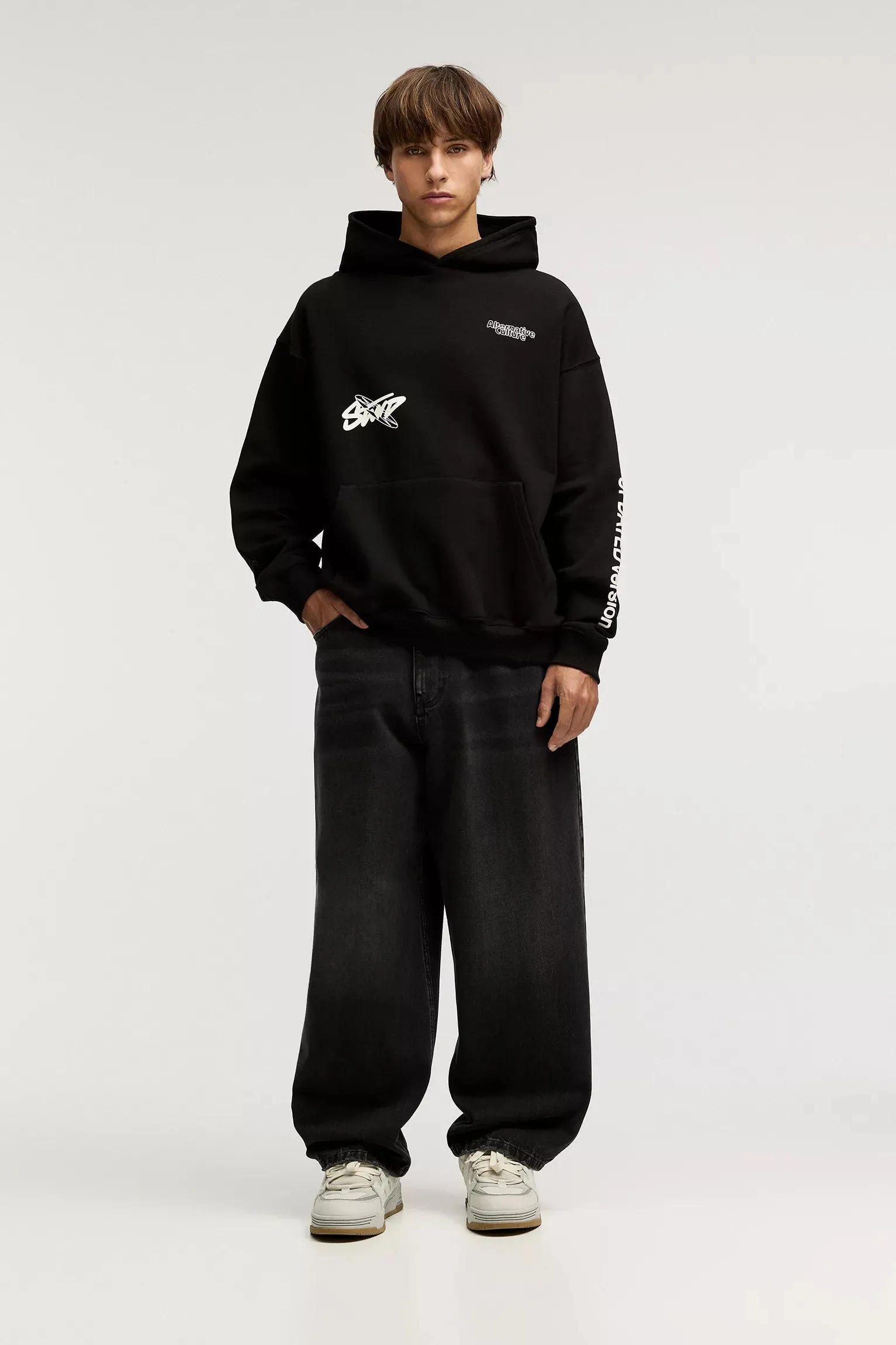 Voluminous Print Oversized Hoodie