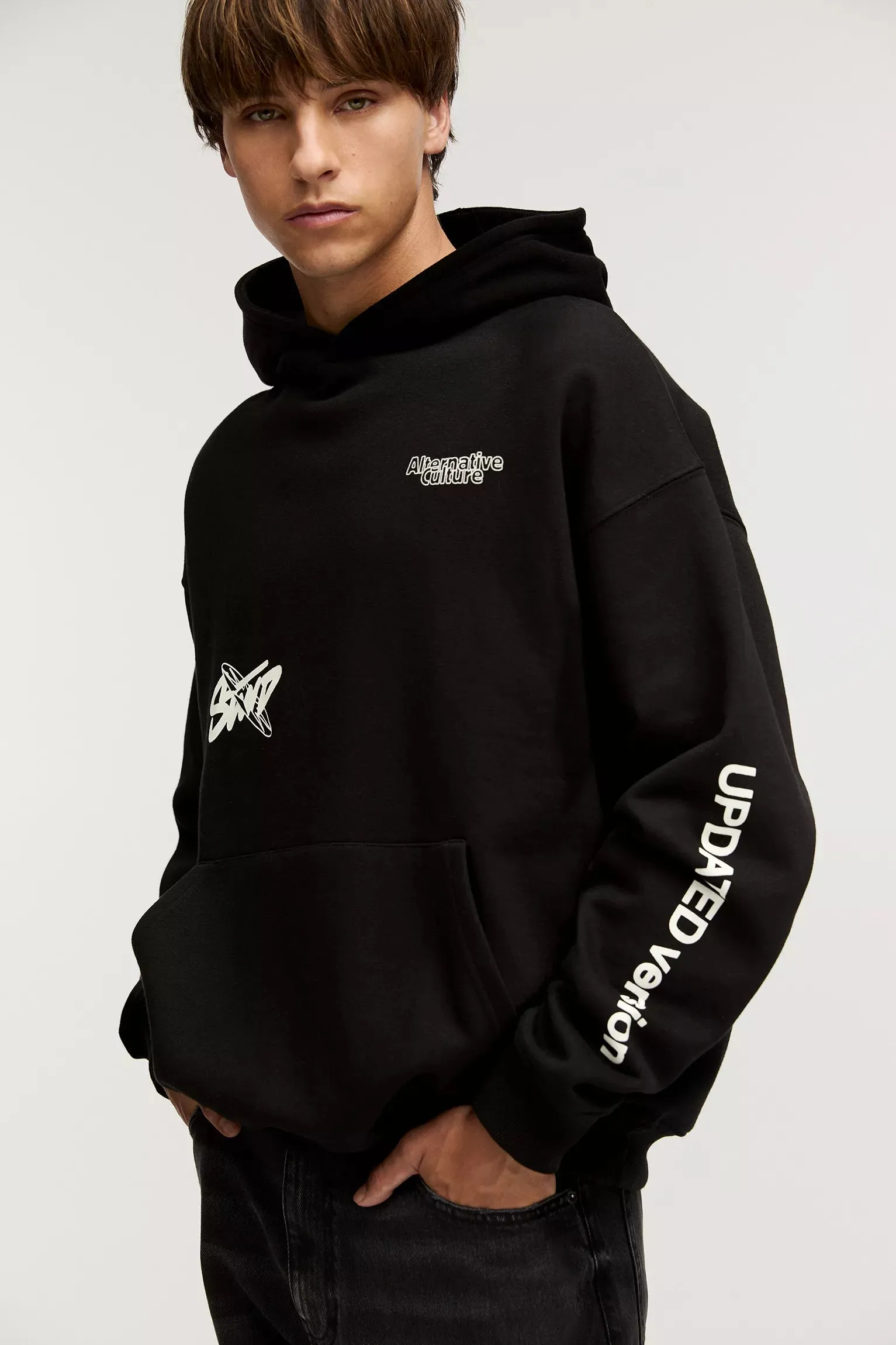 Voluminous Print Oversized Hoodie