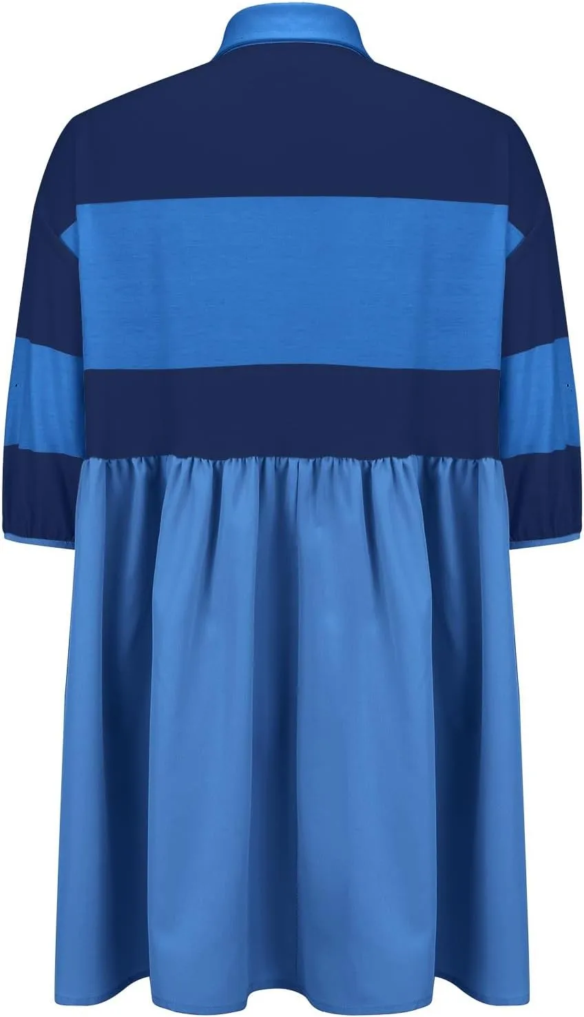 Womens Summer Babydoll Dresses Oversized Casual Short Sleeve Color Block Collared V Neck Flowy Shirt Mini Dress Plus